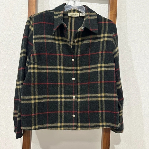 Lemon Grass Women's Wool Blend Plaid Shacket Large - Picture 1 of 7